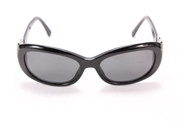 CHANEL Black Frame Gray Lens CC Embellished Rectangular ...